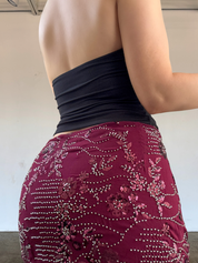 Jane Sequin Skirt - Burgundy