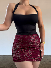 Jane Sequin Skirt - Burgundy