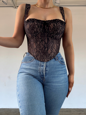 Nataly Mesh Corset - Black Nude