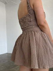 Maia Dress - Gingham Brown