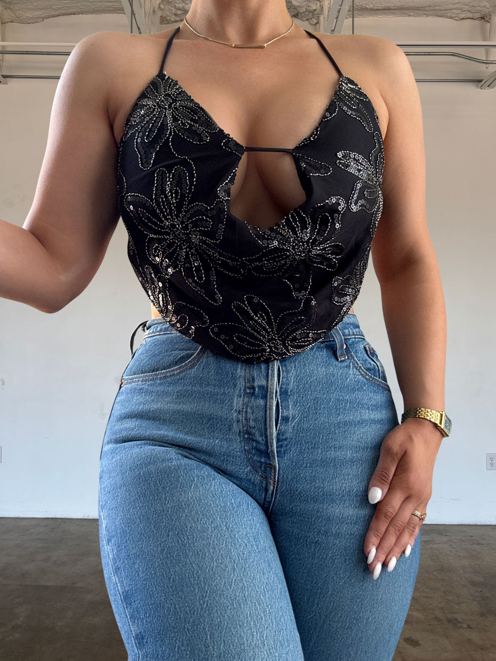 Demi Cowl Tank - Black