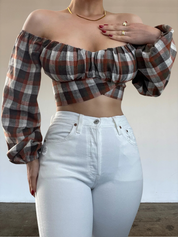 Cellia Top - Brown Plaid