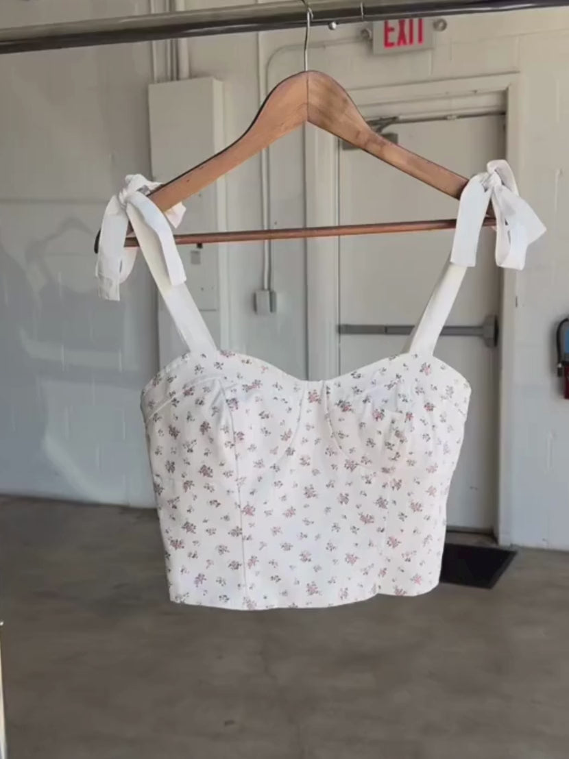 Amelia Top - Ivory/Pink