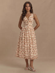 Noelle Corset Dress - Ivory Floral